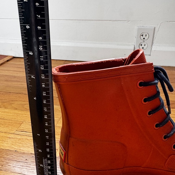 Hunter Orange Lace-Up Ankle Rain Boots - Picture 7 of 8